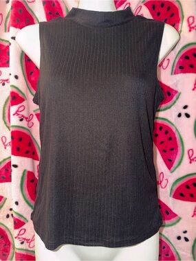 🖤 One Step Ahead Sleeveless Mock Neck Ribbed Tank Top
